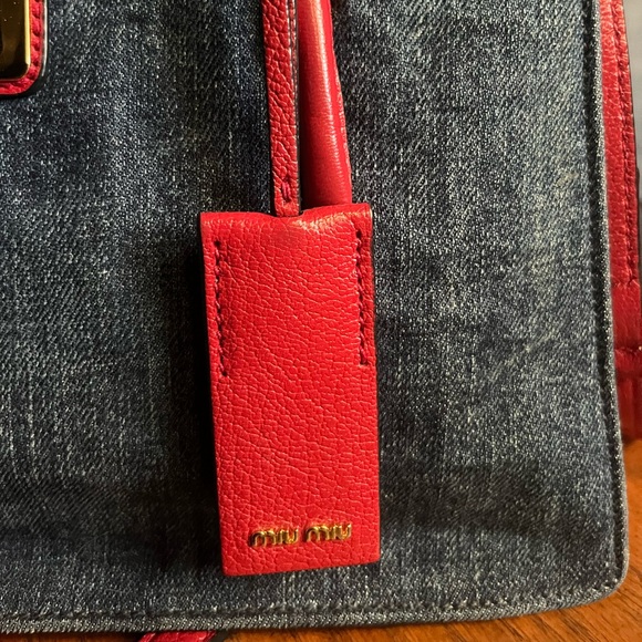 ❌Sold ❌Miu Miu denim and red leather bag | From Prada Japan - Picture 6 of 17